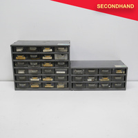 Lot of Assorted Electronic Components including Semi Conductors, Resistors & Capacitors in Cabinets [C] (secondhand)