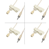 4 x BravoPro Omni Directional Lavalier Condenser Microphone with 4mm Capsule Beige - suitable for use with 3.5mm Jack Sennheiser Connection