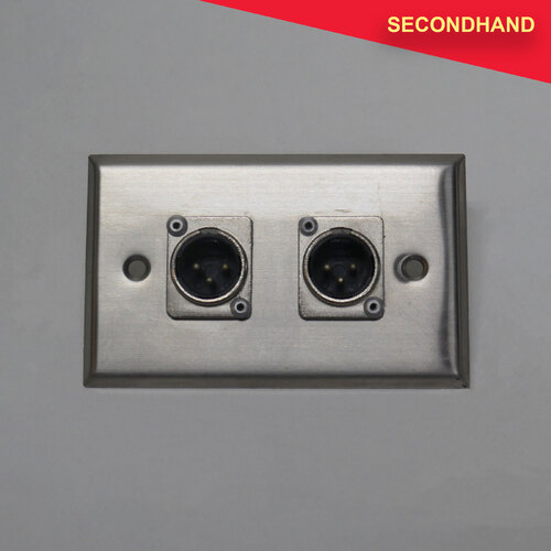 Metal Wall Plate 115mm x 70mm fitted with 2 x Male 3-pin XLR Connectors (secondhand)