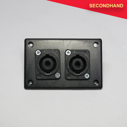 Plastic Plate 83mm x 53mm with 2 x Neutrik 4-pole Speakon Sockets (secondhand)