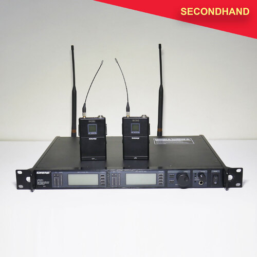 Shure UR4D+ 2ch Wireless Receiver with Antennas and 2 x UR1 Beltpack Transmitters (secondhand)