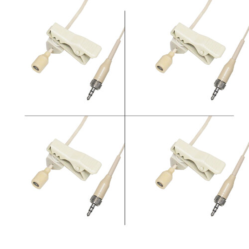 4 x BravoPro Omni Directional Lavalier Condenser Microphone with 4mm Capsule Beige - suitable for use with 3.5mm Jack Sennheiser Connection