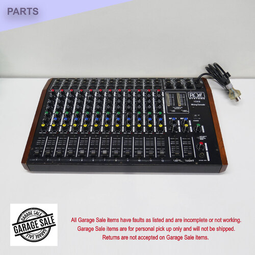 Ross 12X2 Mixer, Powers up. Output very low, Dirty Pots & Sliders (garage item)